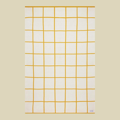 Yellow Grid Cotton Knit Pram Blanket