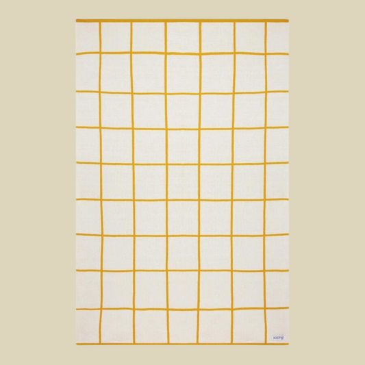 Yellow Grid Cotton Knit Pram Blanket