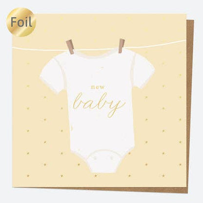 Luxury Foil New Baby Card - Vest - New Baby