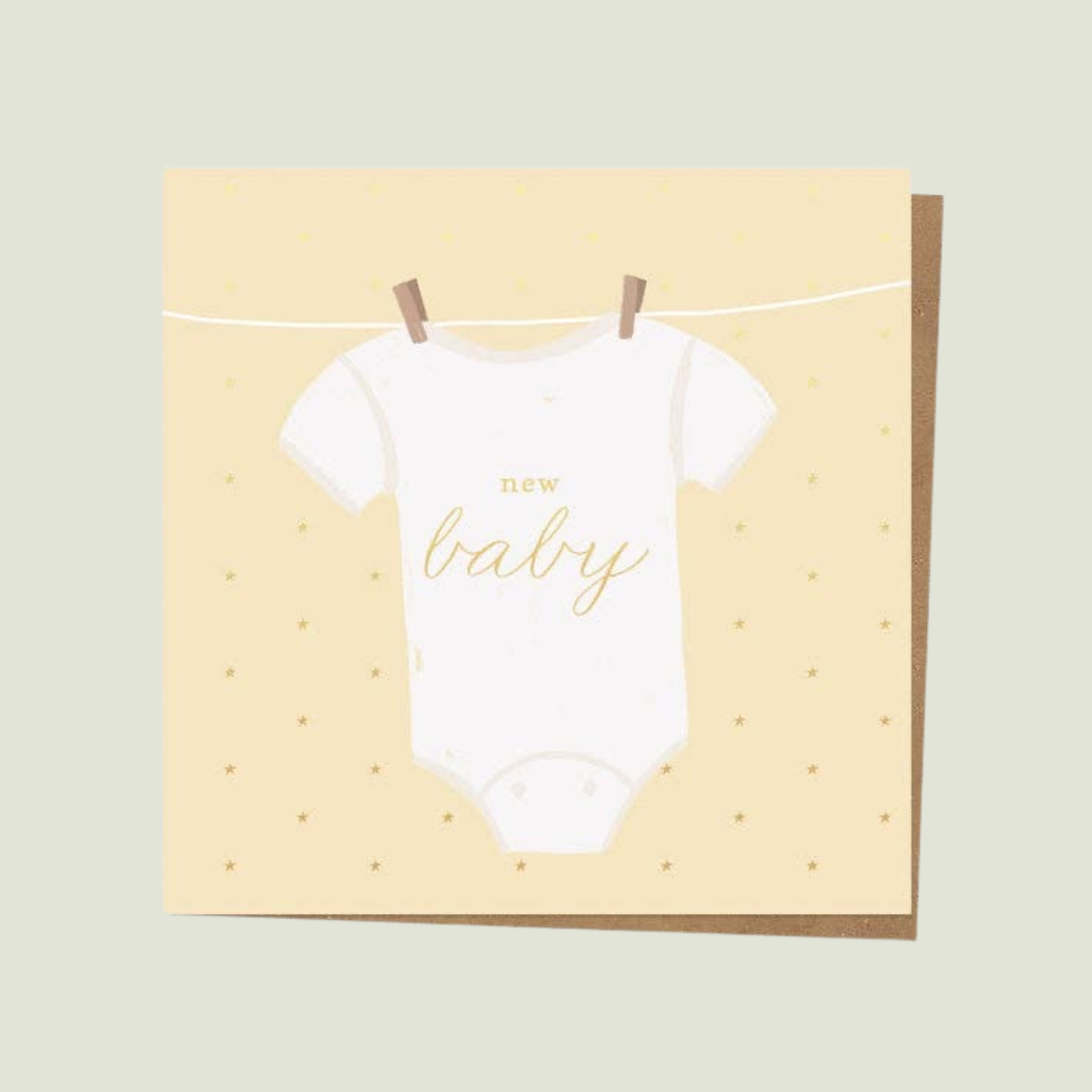 Luxury Foil New Baby Card - Vest - New Baby