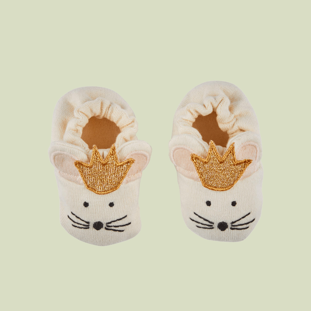 Party Mouse Cotton Knit Baby Booties