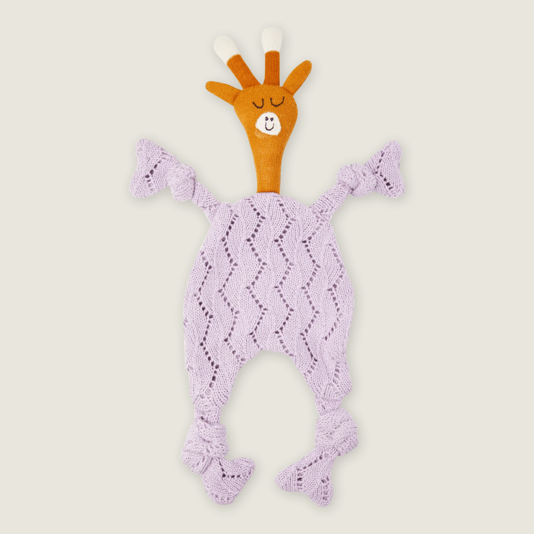 Lilac Giraffe Cotton Knit Comforter