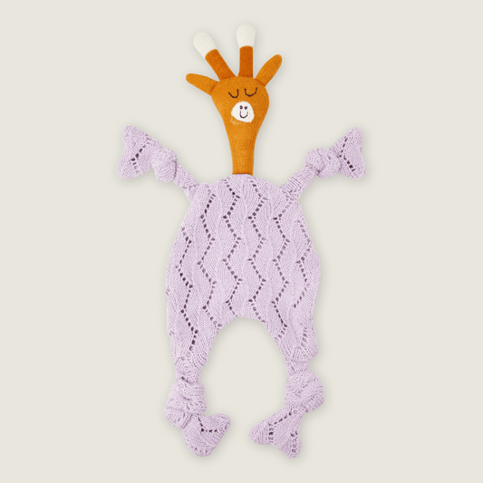 Lilac Giraffe Cotton Knit Comforter