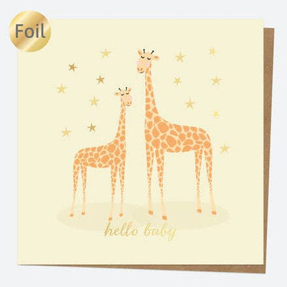 Foil New Baby Card - Animal World - Giraffe - Hello Baby