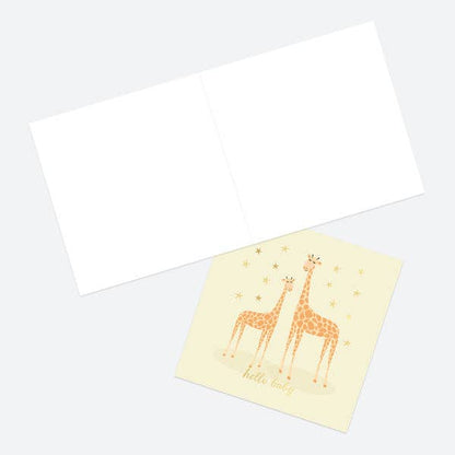 Foil New Baby Card - Animal World - Giraffe - Hello Baby